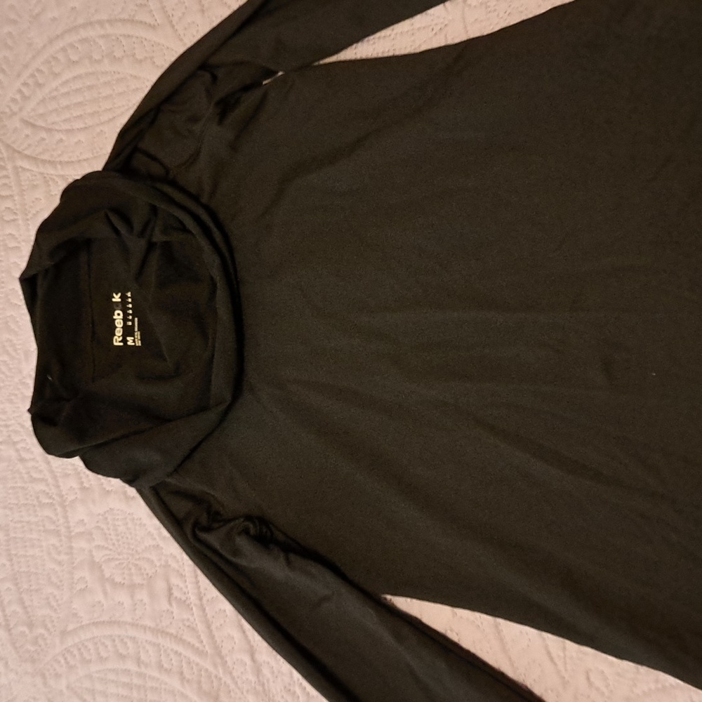 Reebok black cowl neck top with thumb holes, size medium.